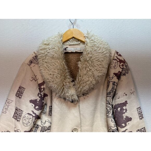 Daniel Benjamin Women's Faux Button Front Cardigan Jacket Sz L Beige Y2K - Picture 4 of 11